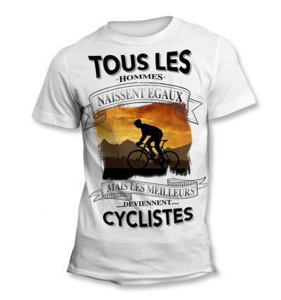 Tee-Shirt Tous les hommes naissent égaux mais les meilleurs deviennent Cycliste Orange