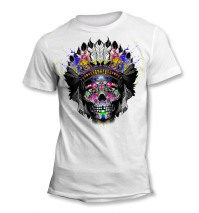 Tee-Shirt Skull Indien yeux verts