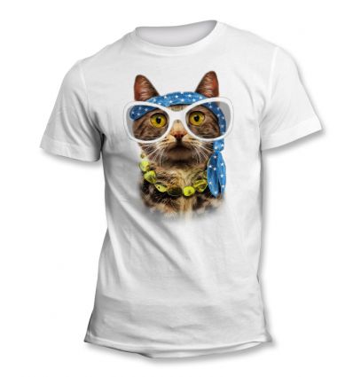 Tee-Shirt Chat Hippie Lunettes