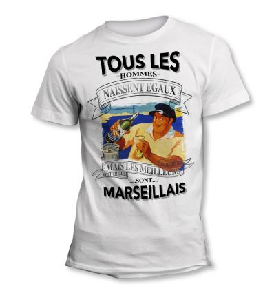 Tee-Shirt Tous les hommes naissent égaux mais les meilleurs sont marseillais Olive