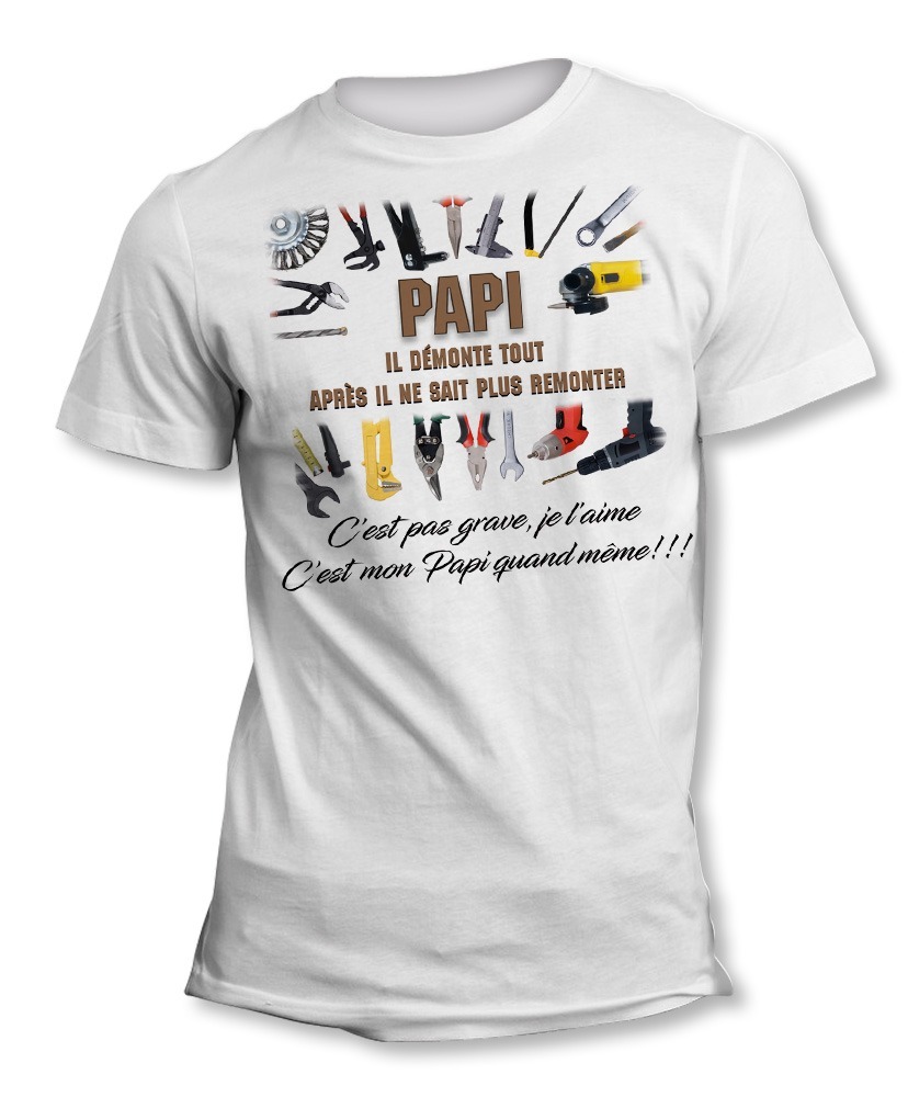 tee shirt papi d'amour personnalisé, tee shirt papi personnalisé