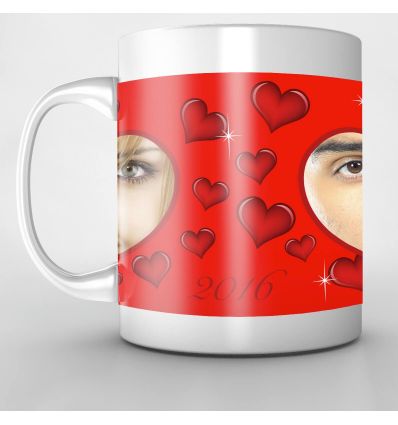  Mug Personnalisé Lèvres 2 Coeurs Photo