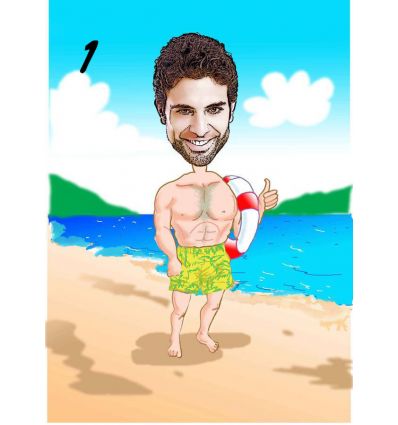 Caricature en scène de plage