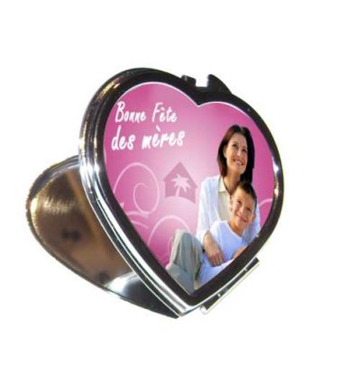 Miroir sac à main Coeur personnalisé