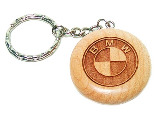 Porte-clés personnalisé rond en bois