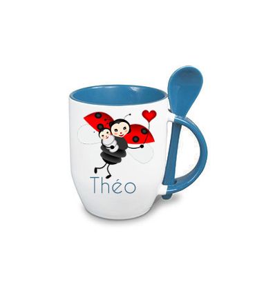 Mug Cuillère Personnalisé Bleu