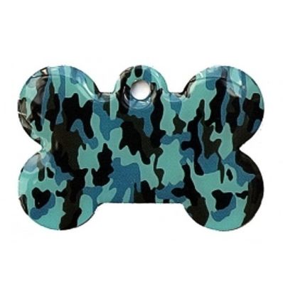 Médaille chien Os Camouflage Bleu