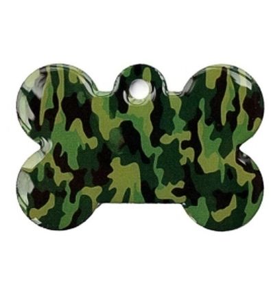 Médaille chien Os Camouflage vert