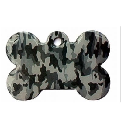 Médaille chien Os Camouflage Gris