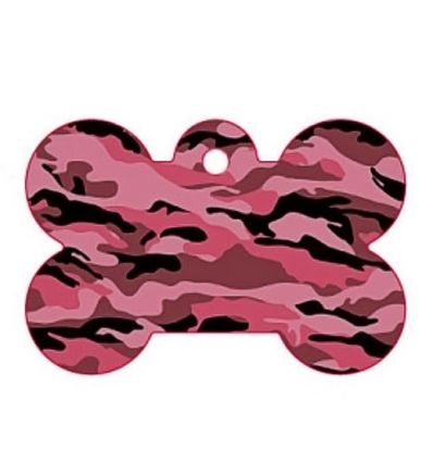 Médaille chien Os Camouflage Rose