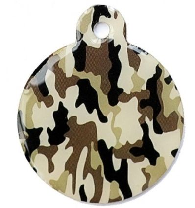 Médaille chien Ronde Camouflage Brun