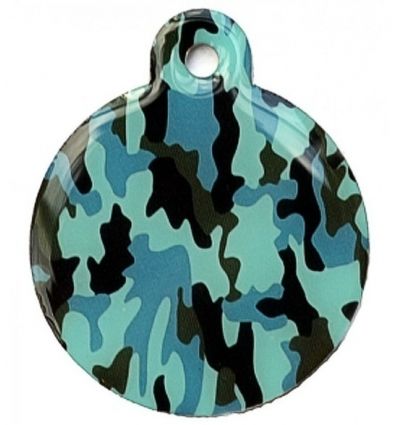 Médaille chien Ronde Camouflage Bleu