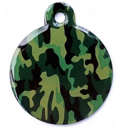 Médaille chien Ronde Camouflage Vert