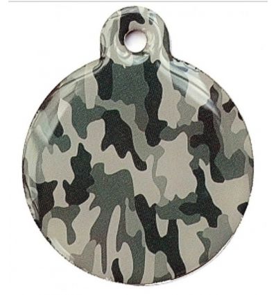 Médaille chien Ronde Camouflage Grise