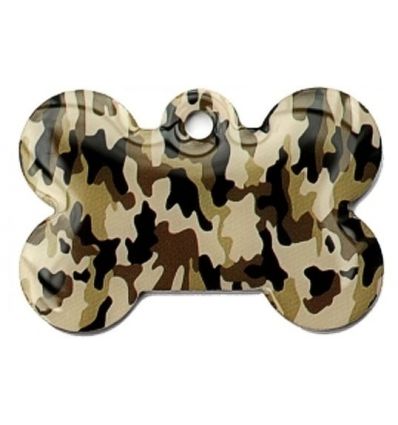 Médaille chien Ronde Camouflage Brun