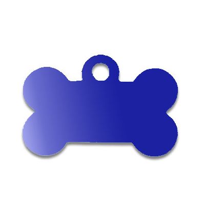 Médaille os de chien alu bleu