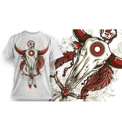 Tee-Shirt Personnalisé Blanc motif Crâne Bison