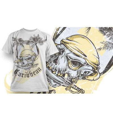 Tee-Shirt Personnalisé Blanc motif Carribean Skull