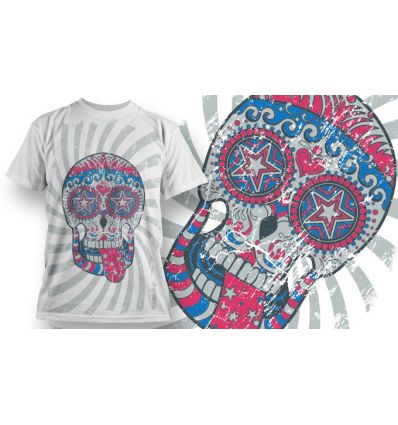 Tee-Shirt Personnalisé Blanc motif Sugar Skull tire la langue