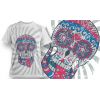 Tee-Shirt Personnalisé Blanc motif Sugar Skull tire la langue